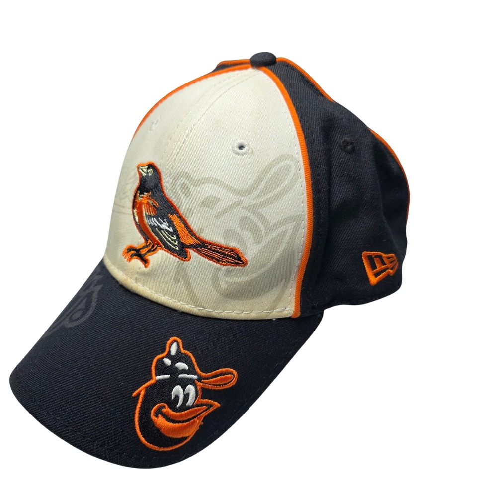 New Era Baltimore Orioles MLB Stretch Fit Hat Medium Large Blk Orange Wool Blend